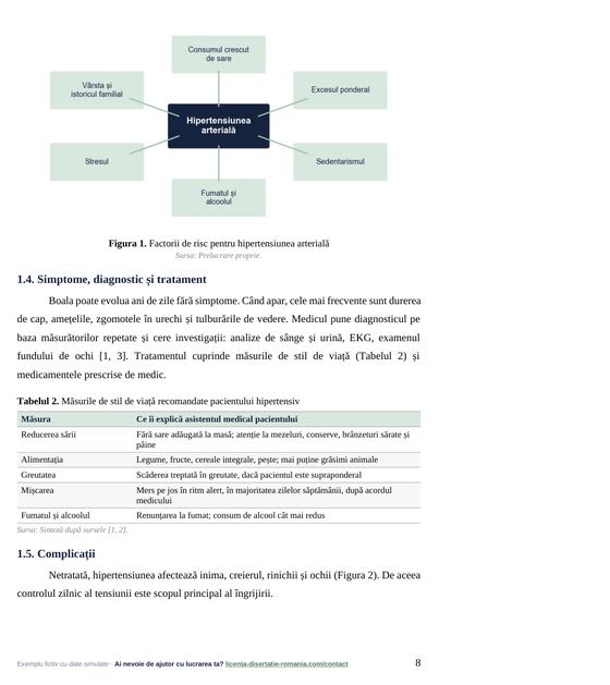 Pagina 8: 1.5. Complicații, din exemplul de lucrare de diplomă la AMG (școala postliceală)