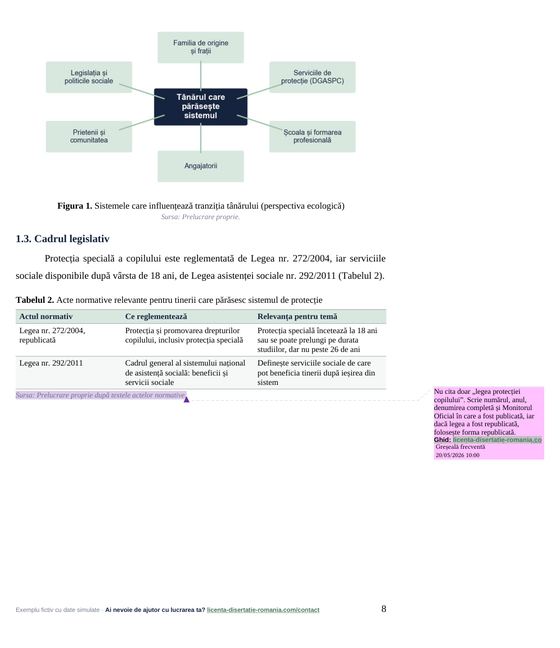 Pagina 8: 1.3. Cadrul legislativ, din exemplul de lucrare de licență la Asistență Socială