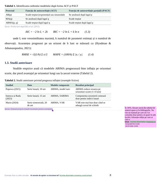 O pagină din exemplul comentat la Cibernetică Economică