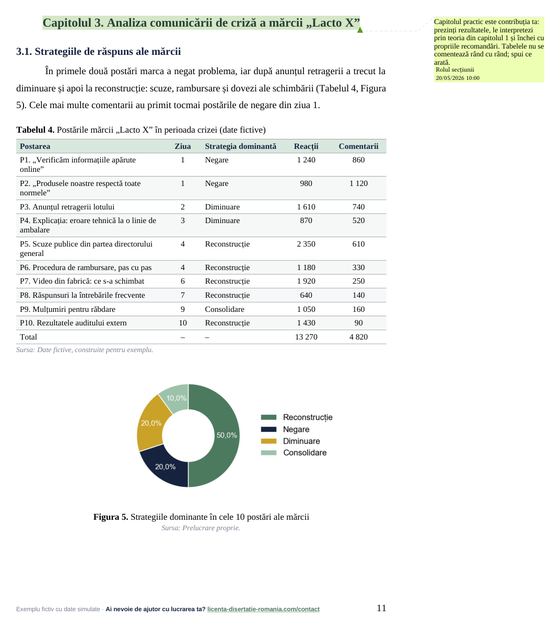 Pagina 11: Capitolul 3. Analiza comunicării de criză a mărcii „Lacto X”, din exemplul de lucrare de licență la Comunicare și Relații Publice