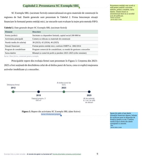 Pagina 9: Capitolul 2. Prezentarea SC Exemplu SRL, din exemplul de lucrare de licență la Contabilitate