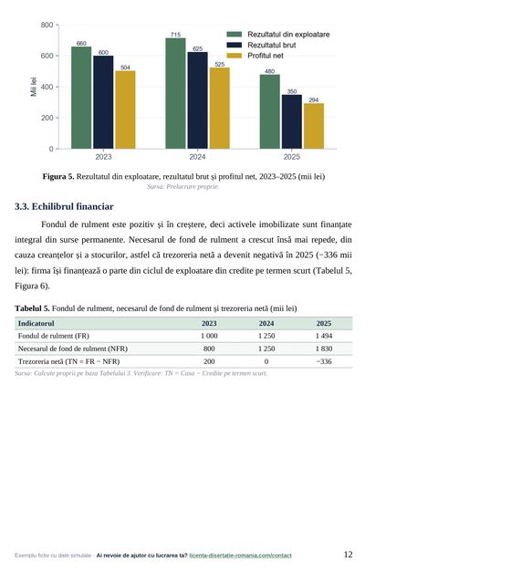 Pagina 12: 3.3. Echilibrul financiar, din exemplul de lucrare de licență la Contabilitate