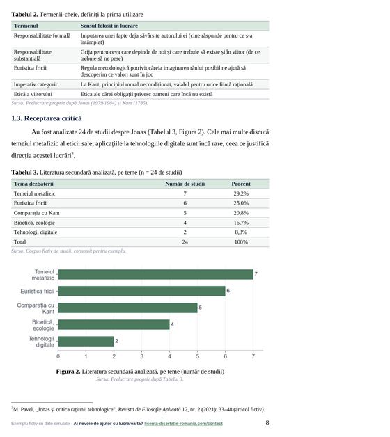 Pagina 8: 1.3. Receptarea critică, din exemplul de lucrare de licență la Filosofie