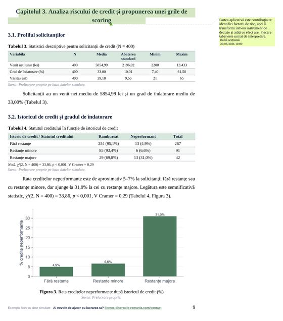 Pagina 9: Capitolul 3. Analiza riscului de credit și propunerea unei grile de scoring, din exemplul de lucrare de licență la Finanțe și Bănci