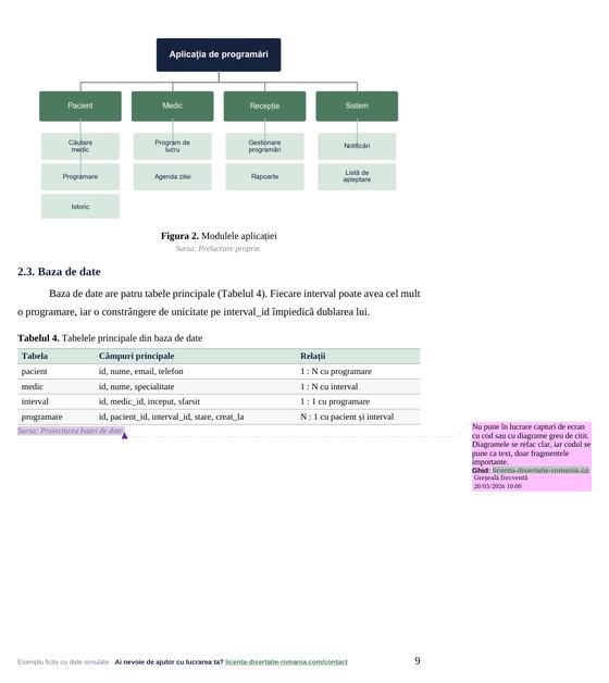 Pagina 9: 2.3. Baza de date, din exemplul de lucrare de licență la Informatică