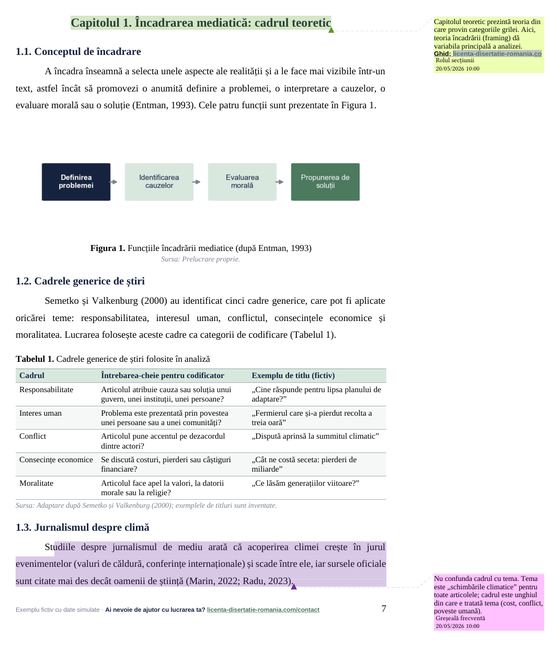 O pagină din exemplul comentat la Jurnalism
