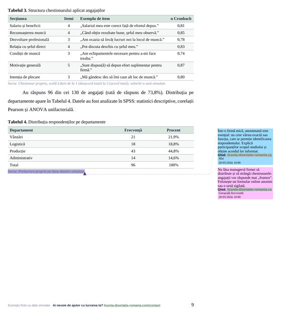 Pagina 9: Capitolul 2. Prezentarea organizației și metodologia cercetării, din exemplul de lucrare de licență la Management