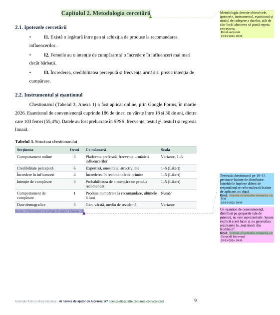 Pagină de exemplu pentru ghidul: Metodologia