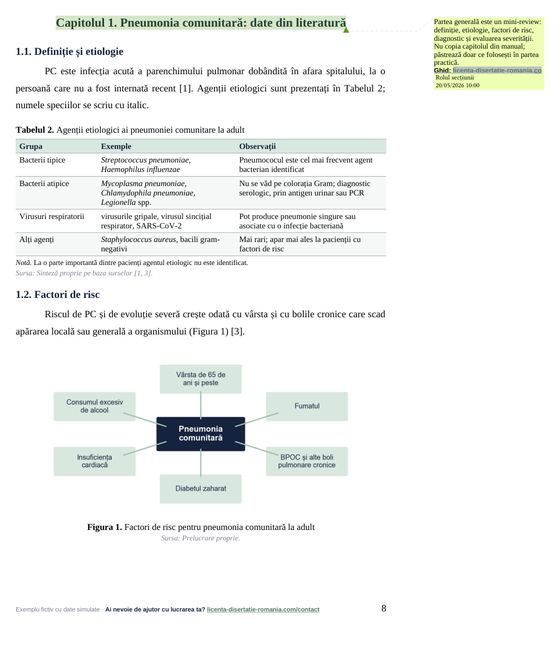 O pagină din exemplul comentat la Medicină