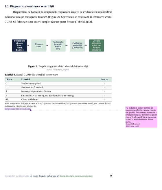 Pagina 9: 1.3. Diagnostic și evaluarea severității, din exemplul de lucrare de licență la Medicină