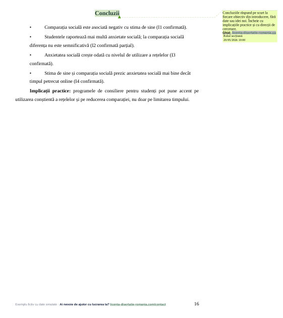 Pagină de exemplu pentru ghidul: Concluziile