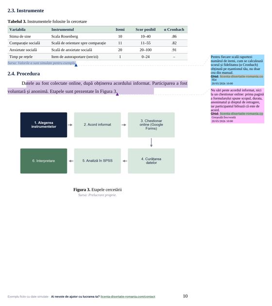 Pagina 10: 2.4. Procedura, din exemplul de lucrare de licență la Psihologie