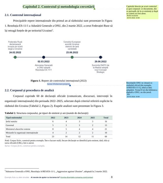 Pagina 8: Capitolul 2. Contextul și metodologia cercetării, din exemplul de lucrare de licență la Relații Internaționale