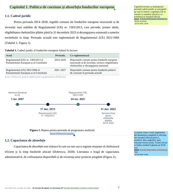 O pagină din exemplul comentat la Studii Europene