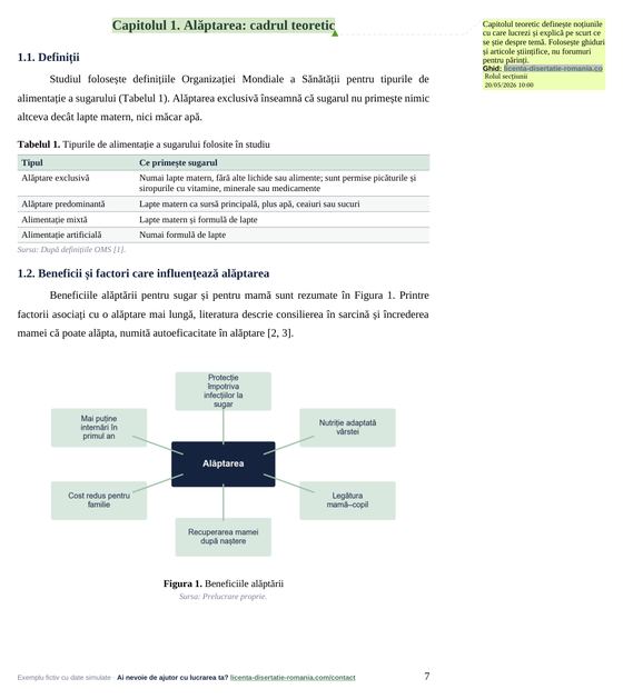 Pagina 7: Capitolul 1. Alăptarea: cadrul teoretic, din exemplul de lucrare de licență la Moașe (UMF)