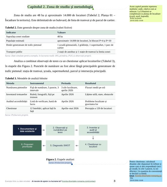 Pagina 8: Capitolul 2. Zona de studiu și metodologia, din exemplul de lucrare de licență la Urbanism