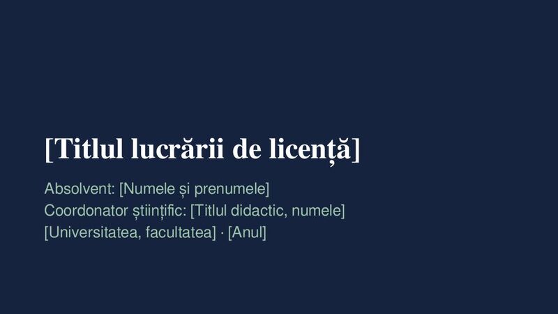 Slide-ul de titlu din modelul de prezentare PowerPoint pentru licență